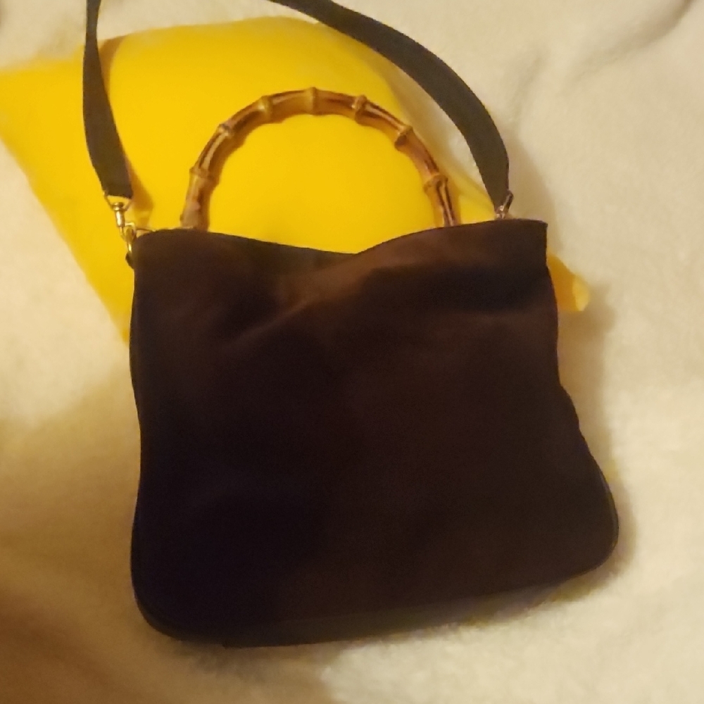 Elegant GUCCI Brown Handbag with Bamboo Handle